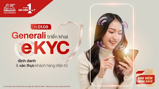 Triển khai e-KYC từ ngày 01/08/2023 là bước tiến mới của Generali cùng nhiều nỗ lực quyết liệt nhằm thực hiện chiến lược “Bảo Hiểm Minh Bạch”.