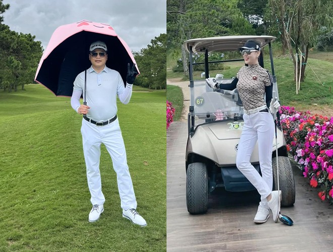 Thời trang sân golf của các cặp đôi: Vợ chồng Phương Oanh - Shark Bình ăn ý nhất? - 3
