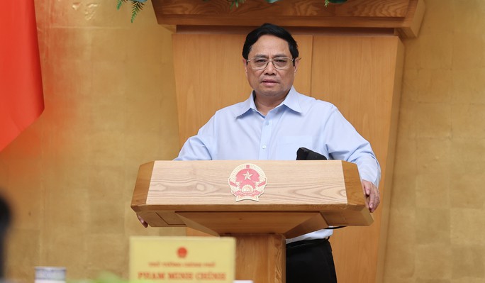 Thủ tướng Phạm Minh Chính phát biểu kết luận phiên họp Chính phủ thường kỳ tháng 7. Ảnh: Nhật Bắc