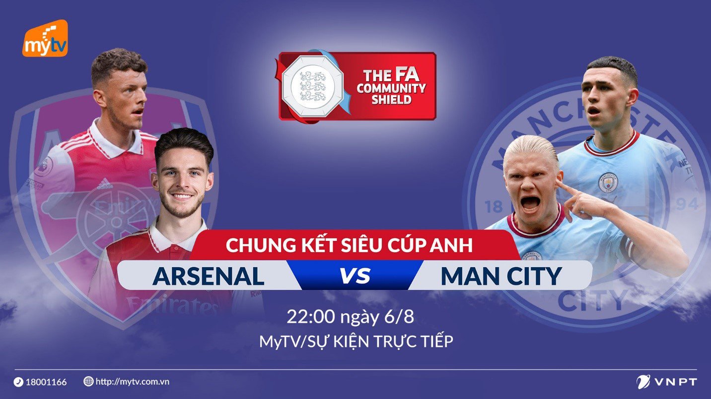 Siêu cúp Anh 2023: Cuộc tái ngộ đầy duyên nợ Man City – Arsenal trực tiếp trên Truyền hình MyTV - 1