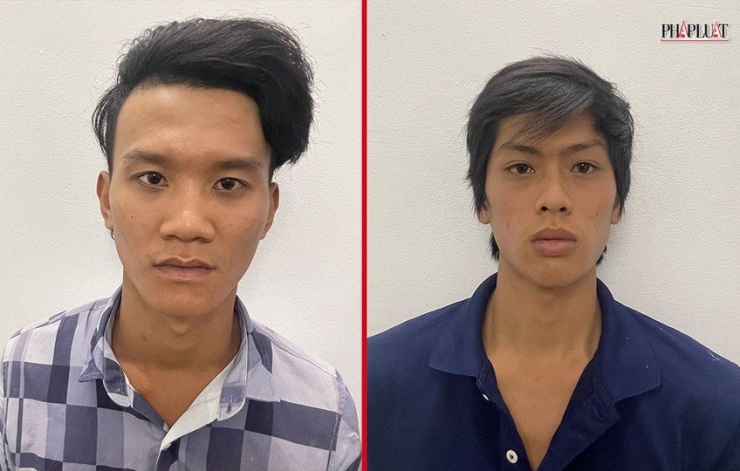 Tiếng (bên trái) và đồng phạm tại cơ quan điều tra. Ảnh: CA