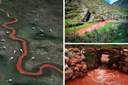 Du lịch - Dòng sông đỏ rực như máu gây sốt trên mạng xã hội