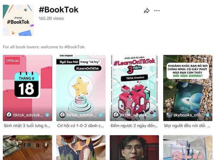 #BookTok đã thu hút hơn 165 tỷ lượt xem trên TikTok.