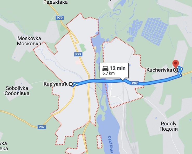 Làng Kucherovka cách trung tâm thành phố Kupyansk khoảng 6km.