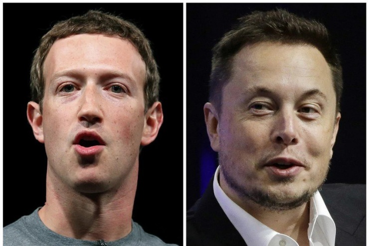 Tỉ phú Mark Zuckerberg - chủ tịch Tập đoàn Meta (trái) và tỉ phú Elon Musk - chủ mạng xã hội X (trước đây là Twitter). Ảnh: AP