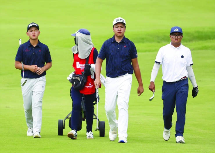 Bộ ba golfer đầy triển vọng Anh Minh, Nhất Long và Đặng Minh. Ảnh: Như Ý