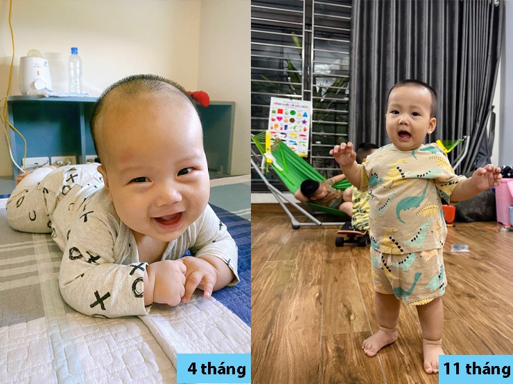 Tiger bổ sung Dimao Pro từ sơ sinh, hiện bé 11 tháng cao 78cm, nặng 12,5cm, bằng bé 15 tháng.