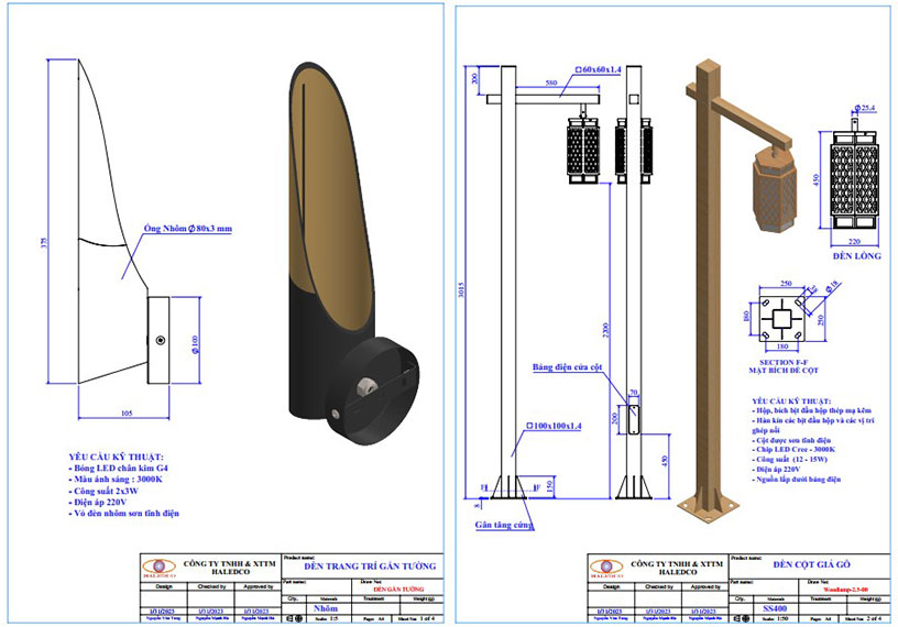 Hình ảnh bản vẽ đèn chiếu sáng dự án suối nước nóng của HALEDCO