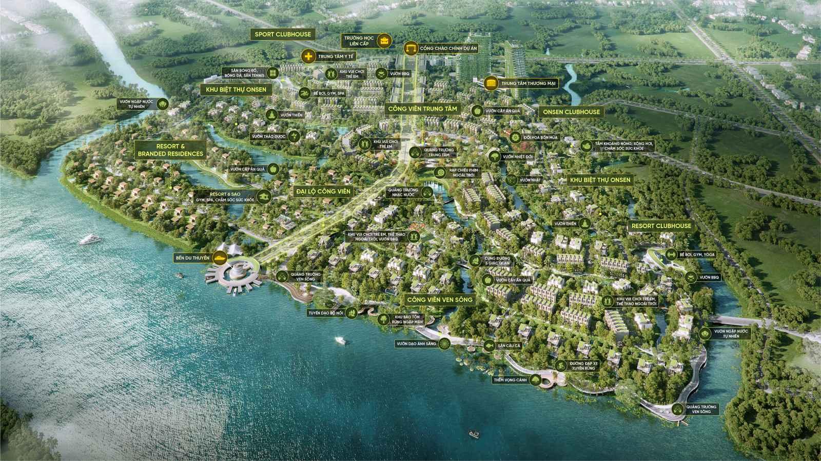 Ecovillage Saigon River nằm ở phía đông Sài Gòn, cách nhà thờ Đức Bà 18 km