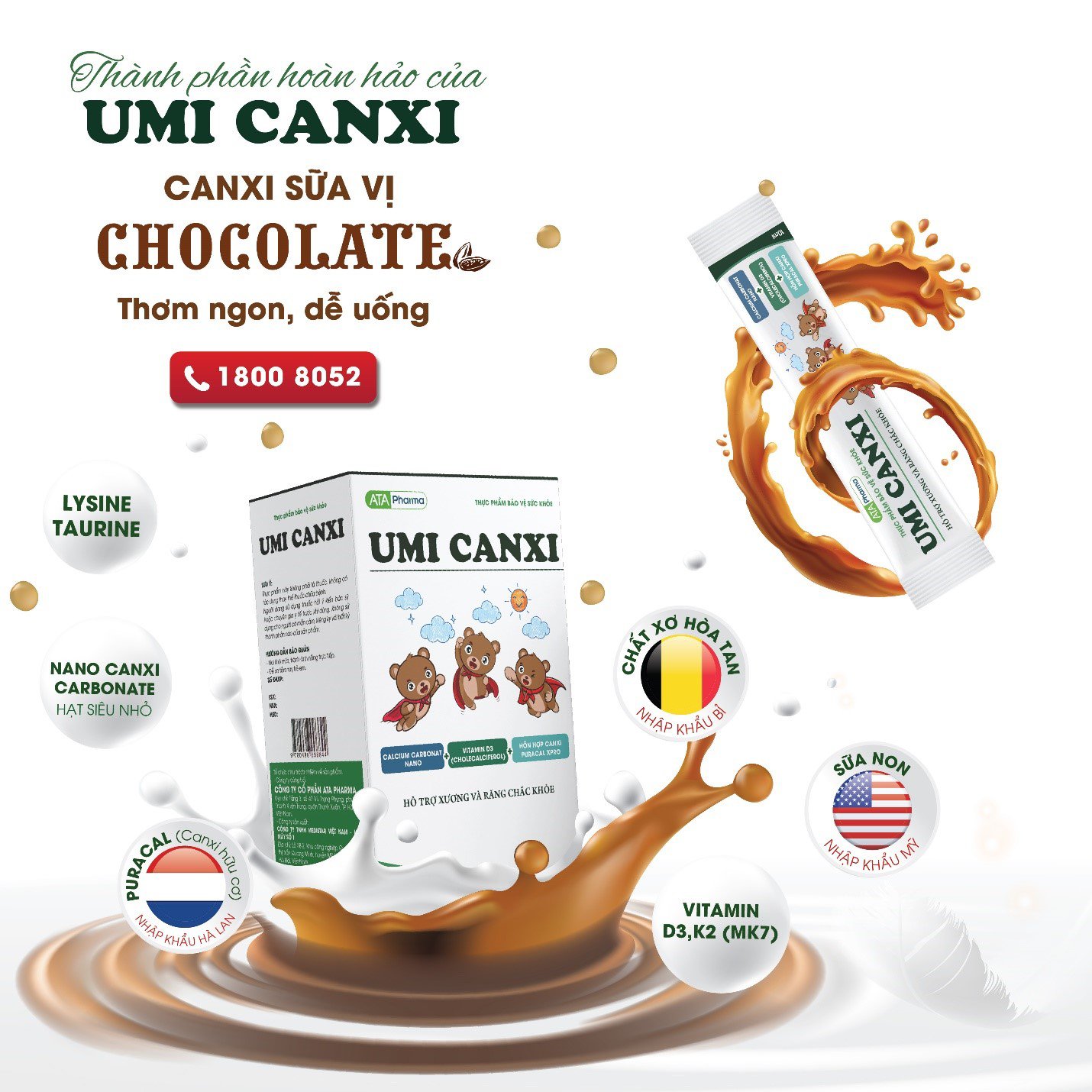 Umi Canxi - Bộ ba dưỡng chất canxi hữu cơ, vitamin D3, K2 cho trẻ cao lớn vượt trội - 3