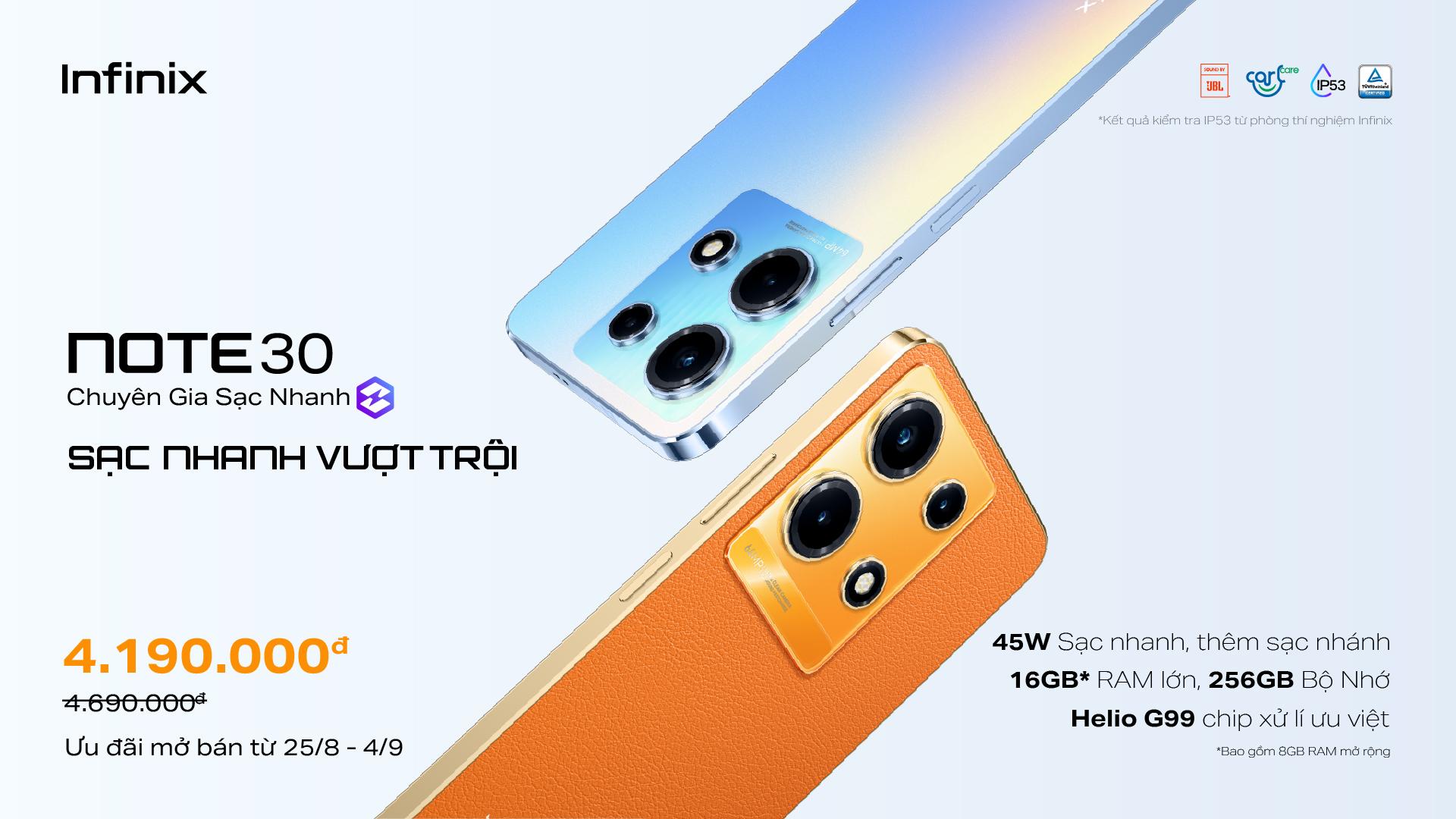 Infinix NOTE 30: Ấn tượng với công nghệ sạc nhanh 45W cùng sạc nhánh - duy nhất phân khúc 4 triệu đồng - 1