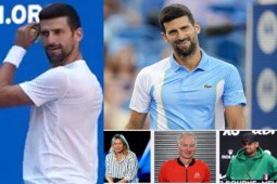 Djokovic hóa ”Vua hài” US Open: Bắt chước giống Sharapova, Kyrgios