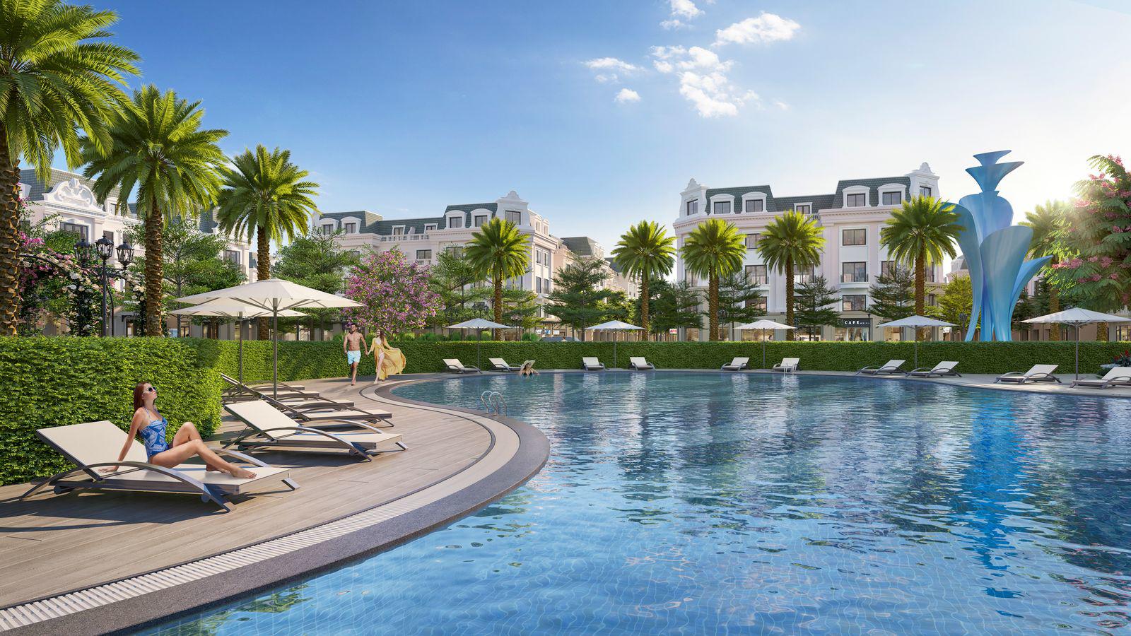 Bể bơi phong cách resort mang tới trải nghiệm sống đẳng cấp cho cư dân