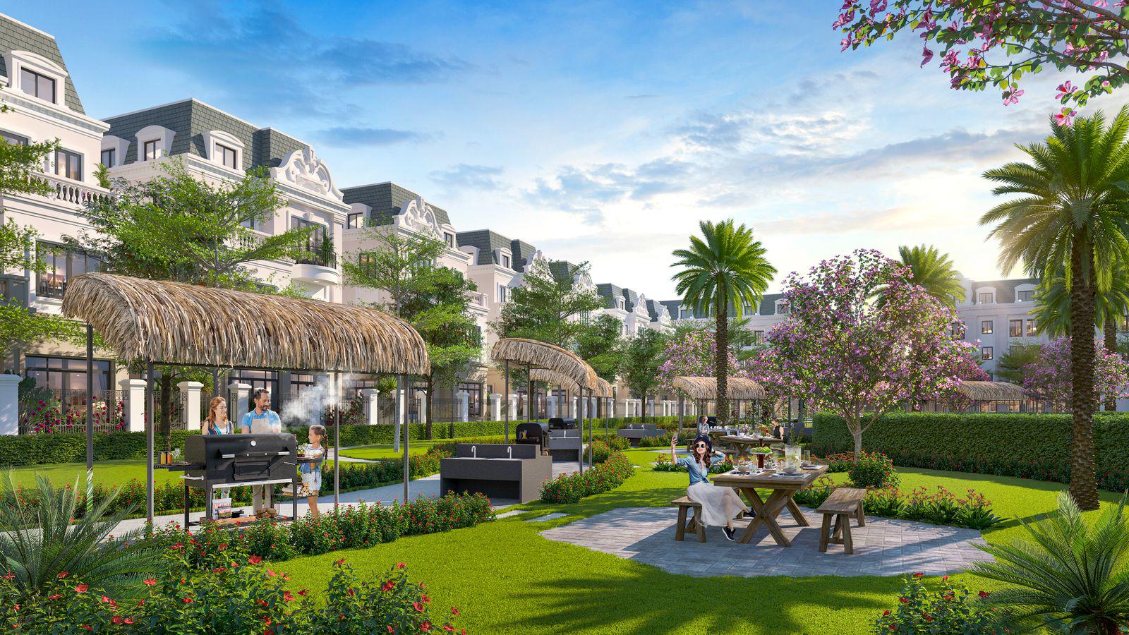 Không gian gắn kết gia đình với vườn nướng BBQ và những mảng xanh an lành