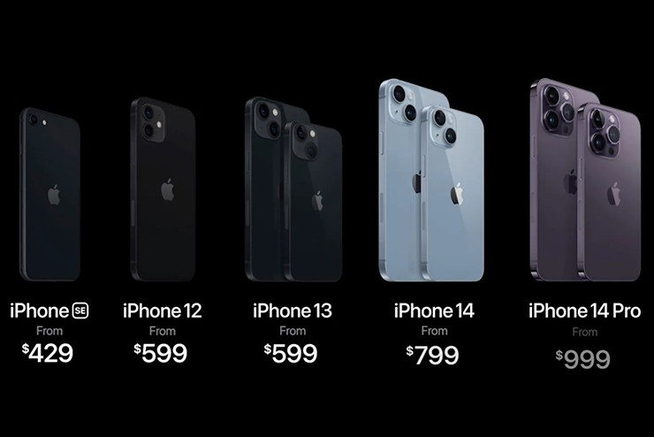Các mức giá mà Apple áp dụng khi công bố iPhone 14 series vào năm ngoái.
