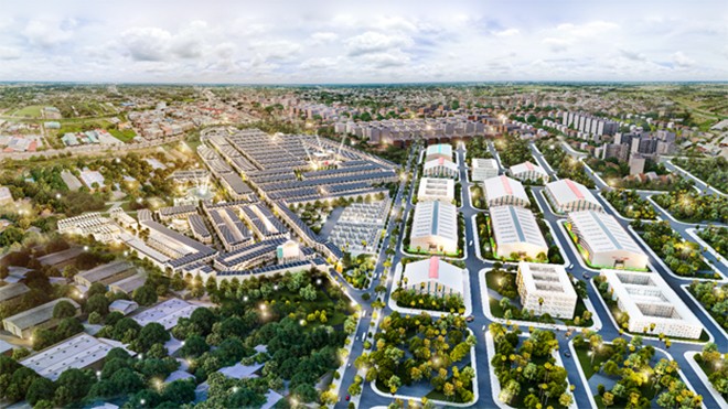 Phối cảnh Estella City tọa lạc ngay trung tâm khu đô thị - công nghiệp Sông Mây 473ha.
