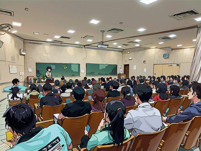 Khung cảnh một lớp học của trường. Ảnh: Câu Lạc Bộ Truyền thông Sáng tạo Đại Học Y Dược TPHCM