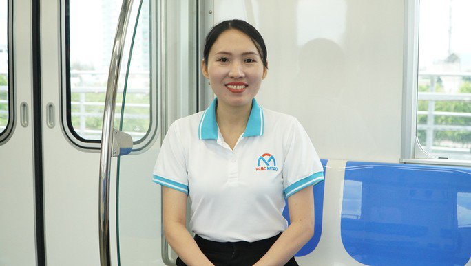 Chị Phạm Thị Thu Thảo hiện là nữ lái tàu metro duy nhất của TP HCM