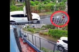 Tin tức trong ngày - Clip: Chạy vun vút, ô tô tông "mất" xe đạp của cậu bé phi ra đường và cái kết may mắn