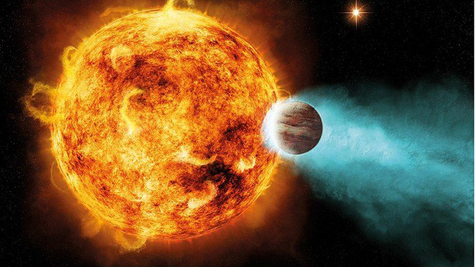 Ảnh đồ họa mô tả một hành tinh khổng lồ bị thổi bay hết khí quyển - Ảnh: SCIENCE ALERT