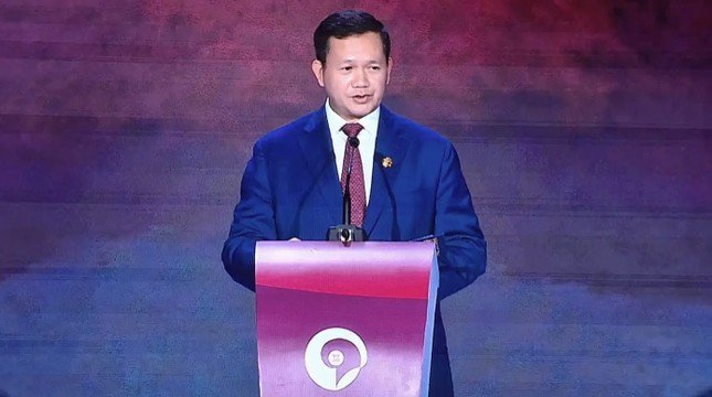 Tân Thủ tướng Campuchia Hun Manet phát biểu tại Jakarta ngày 4/9. (Ảnh: Nikkei)