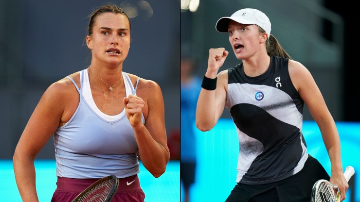 Sabalenka (bên trái) muốn đấu với Iga (bên phải) ở chung kết US Open 2023 để xác định ai là tay vợt số 1 đơn nữ WTA