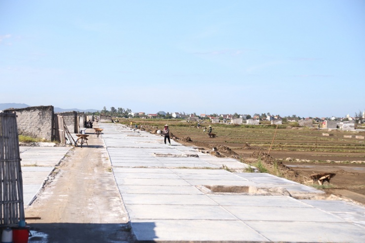 Những ngày này, người dân xã Quỳnh Thuận, huyện Quỳnh Lưu, Nghệ An đang tất bật lao động để làm ra những hạt muối tinh khiết, trước khi vào mùa mưa bão.