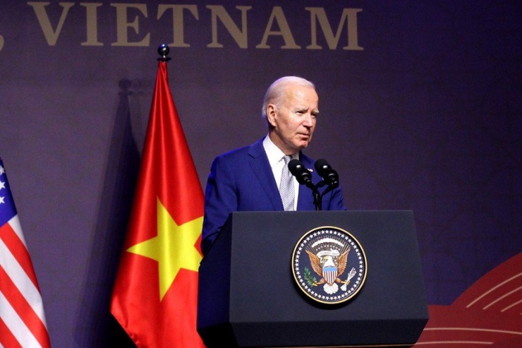 Tổng thống Mỹ Joe Biden tại cuộc họp báo diễn ra vào tối 10-9. Ảnh: VT