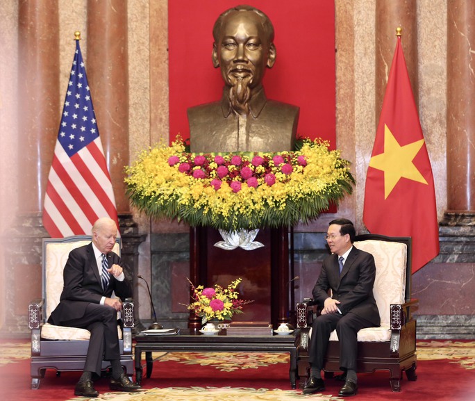 Chủ tịch nước Võ Văn Thưởng hội kiến Tổng thống Mỹ Joe Biden. Ảnh: Hoàng Triều