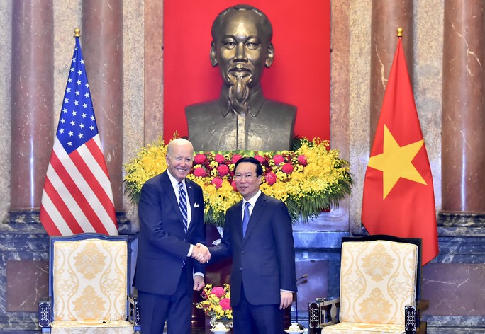 Chủ tịch nước Võ Văn Thưởng hội kiến Tổng thống Mỹ Joe Biden. Ảnh: Hoàng Triều