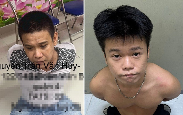 Huy và Tuấn tại cơ quan điều tra. Ảnh: CA