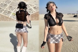 Thời trang - "Hot girl tài chính" gặp sự cố với váy xẻ siêu ngắn, áo xuyên thấu ở "lễ hội hoang dại"