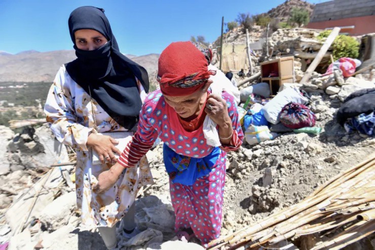 Cảnh đổ nát ở tỉnh Taroudant, Morocco một trong những vùng chịu ảnh hưởng nặng nề nhất vì thảm họa động đất.