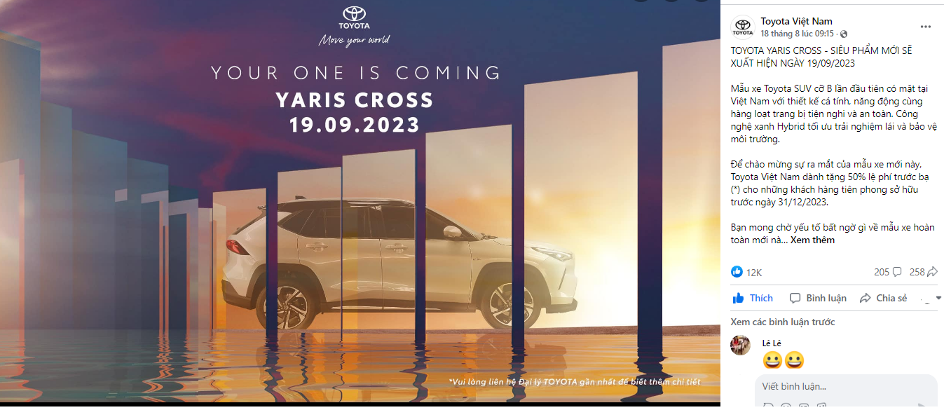 Toyota Việt Nam xác nhận ra mắt Yaris Cross vào ngày 19.09 sắp tới.