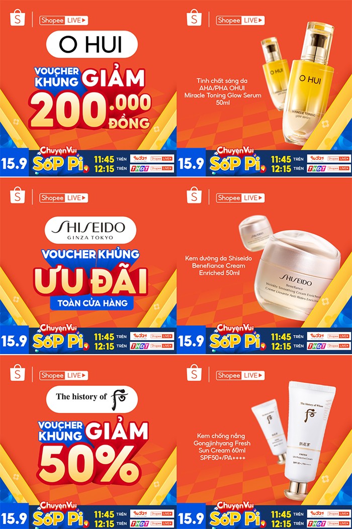 Loạt sản phẩm chính hãng giảm giá độc quyền được tung ra xuyên suốt 30 phút phát sóng “Chuyện vui Sốp Pi” được ví von là “gia vị” tăng hứng khởi cho những người theo dõi.