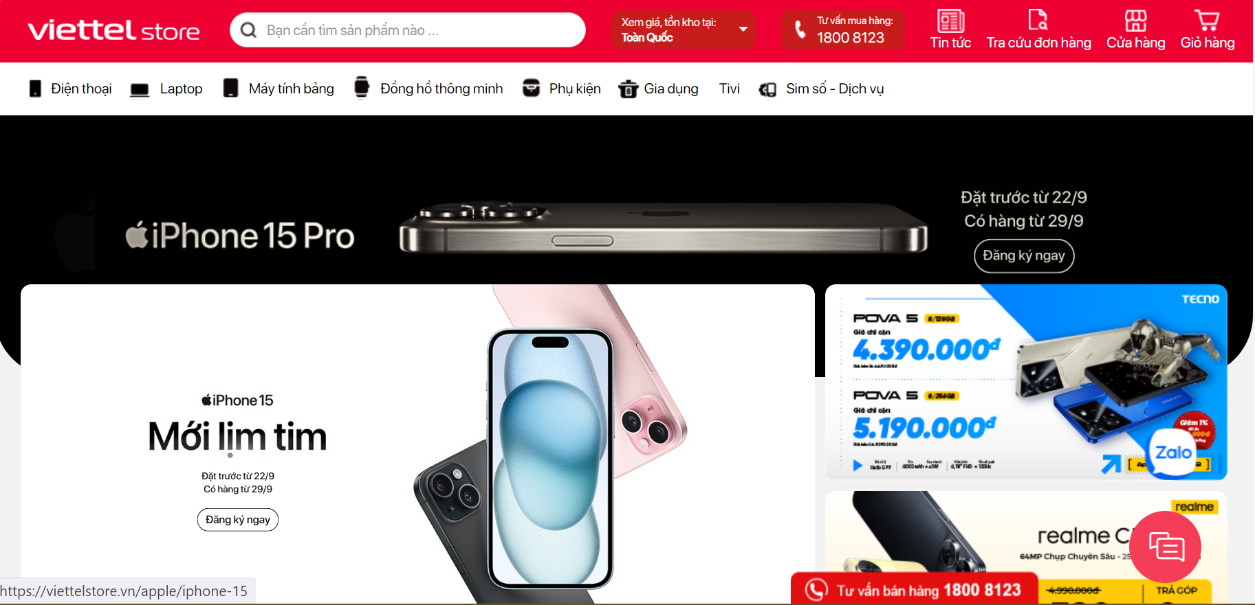 Truy cập viettelstore.vn để cập nhật nhiều thông tin về iPhone 15