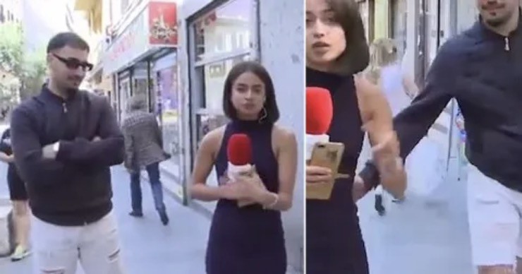 Nữ phóng viên Tây Ban Nha bị người đàn ông sàm sỡ trên sóng trực tiếp.