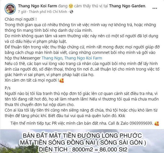 “Vua cá Koi” Thắng Ngô lên tiếng về tin đồn nợ chồng chất - 2