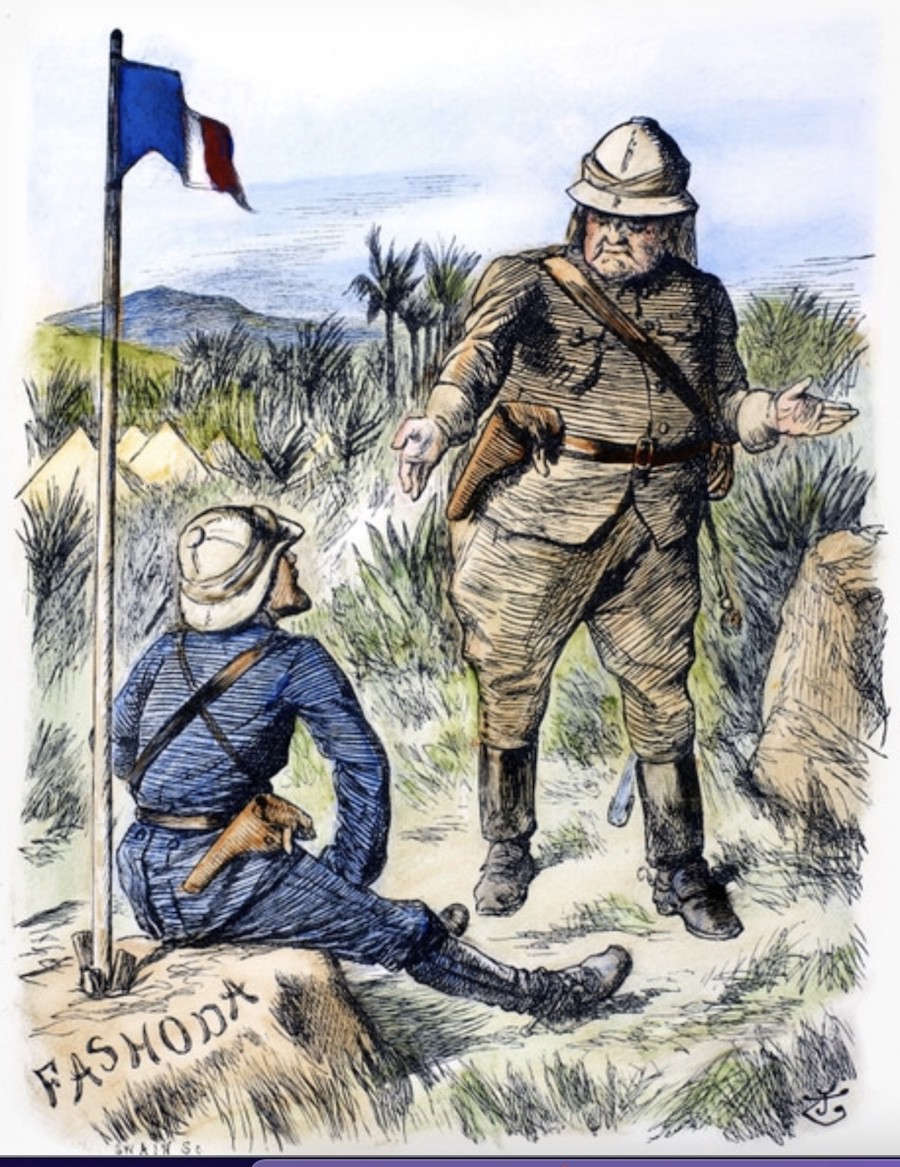 Bức tranh minh họa cuộc gặp giữa tướng Anh&nbsp;Horatio Kitchener và sĩ quan Pháp&nbsp;Jean-Baptiste Marchand ở&nbsp;Fashoda (nay là Nam Sudan).
