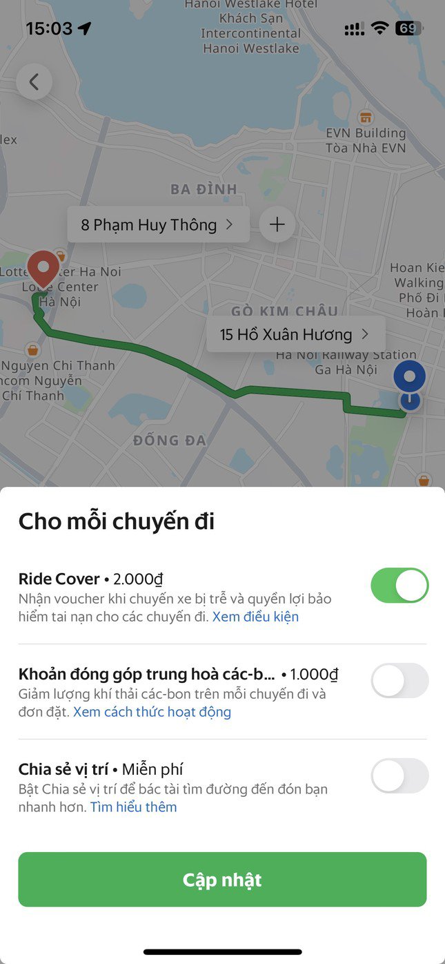 Khoản phí 2.000 đồng/cuốc xe được Grab tự động tích hợp thu mỗi khi khách hàng đặt xe