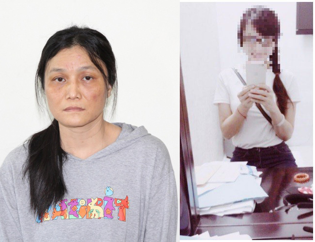 Đào Thị Mộng Thường (bên trái) và hình ảnh thiếu nữ trẻ đẹp được Thường đăng tải trên mạng xã hội