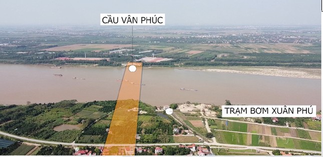 Vị trí cầu Vân Phúc được xác định xây dựng để vượt sông Hồng