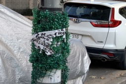 Tin tức trong ngày - Nhiều cột đèn, trụ điện được quấn “cỏ”, rao vặt vẫn “không tha”