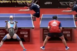 Thể thao - Xôn xao clip người đấu bóng bàn với robot AI: Đánh đâu cũng đỡ được