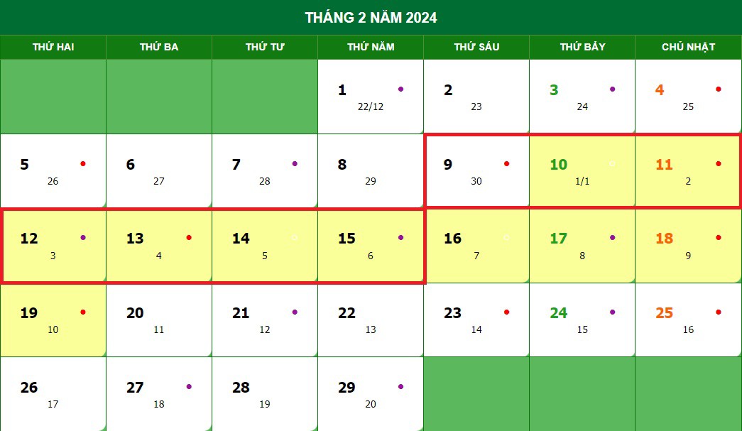 Phương án 2, người dân được nghỉ 1 ngày trước Tết và 6 ngày sau Tết bao gồm cả nghỉ bù
