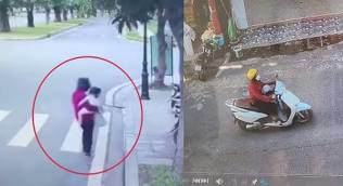 Hình ảnh Trang bắt cóc bé gái 2 tuổi, sau đó trốn chạy bằng xe máy
