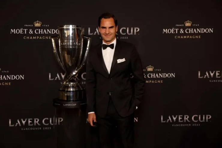 Federer ăn mặc như quý ông khi tới tham dự sự kiện Laver Cup 2023 tại Canada