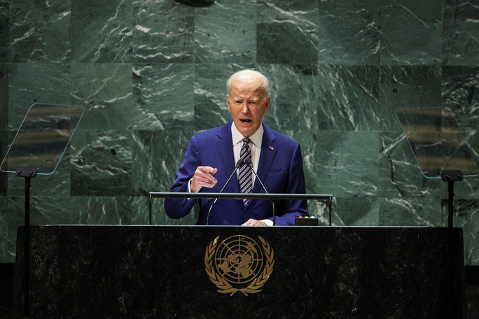 Tổng thống Mỹ Joe Biden phát biểu trước Đại hội đồng Liên Hiệp Quốc ngày 19-9 Ảnh: REUTERS