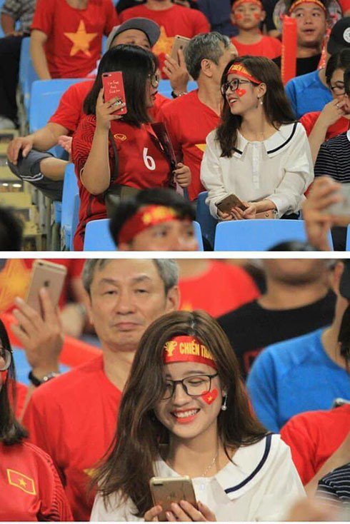 Thúy Đoàn lọt vào khung hình camera man, sau đó được nhiều người tìm kiếm trên mạng xã hội.