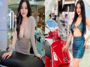 Ngắm người đẹp nóng bỏng bên xe tay ga hạng sang Vespa